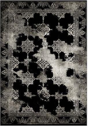 Χαλί Σαλονιού HomeMarkt HM7676.17 Ορθογώνιο Συνθετικό με Κρόσια 80x150cm Μαύρο