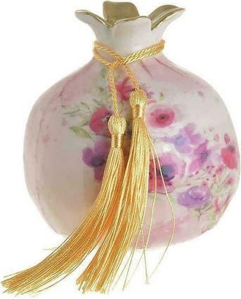 Γούρι Ρόδι Inart 3-70-146-0410 Επιτραπέζιοαπό Κεραμικό 9x9cm Ροζ