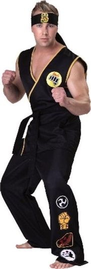 Αποκριάτικη Ανδρική Στολή Cobra Kai Μαύρο Μαχητής XL