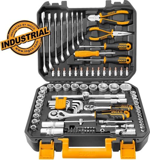 Κασετίνα Εργαλείων Χειρός Ingco με Καρυδάκια 1 / 4"&1 / 2" Σετ 100τμχ