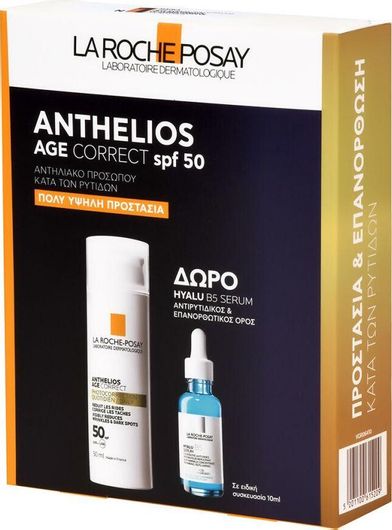 La Roche-Posay Promo Αnthelios Age Correct SPF50 Αντηλιακή Κρέμα Ενάντια της Φωτογήρανσης Σετ με Hyalu B5 Serum 10ml