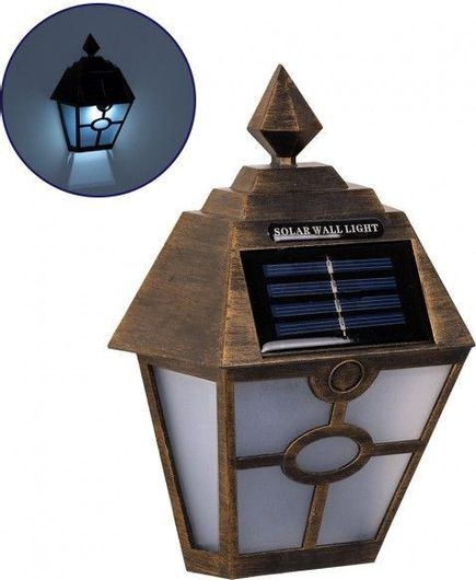 Ηλιακό Φωτιστικό GloboStar 71492 Επιτοίχιο Φανάρι 1W 40lm Ψυχρό Λευκό 6000K με Αισθητήρα Κίνησης & Φωτοκύτταρο IP65