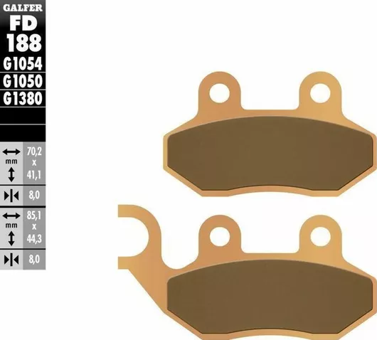 Τακάκια Μοτοσυκλέτας Galfer Fd188G1380 για Sym Citycom 300 I 08-14 1 Σετ προς 1 Δαγκάνα Μέταλλο