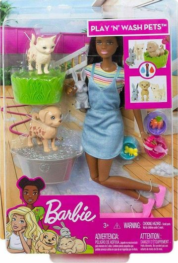 Barbie Κούκλα Play & Wash Κατοικίδια για 3+ Ετών