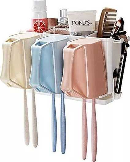 Βάση Στήριξης Οδοντόβουρτσας Magic Sticker Holder Επιτοίχια Πλαστική Λευκό