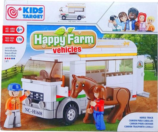 Τουβλάκια Happy Farm Vehicle Horse Truck Σετ 170τμχ για 6+ Ετών