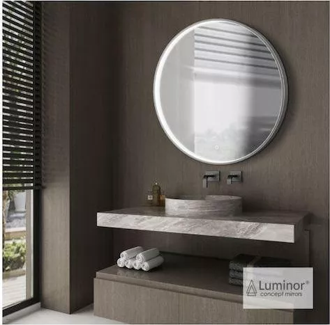 Καθρέφτης Luminor DOT70-111 Μπάνιου Στρογγυλός Led Μεταλλικός 70x70cm Ασημί