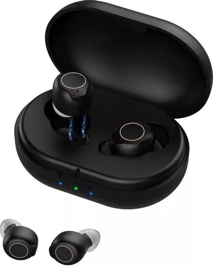 Ακουστικά Βαρηκοΐας Powertech PT-1247 με Θήκη Επαναφορτιζόμενα Μαύρο