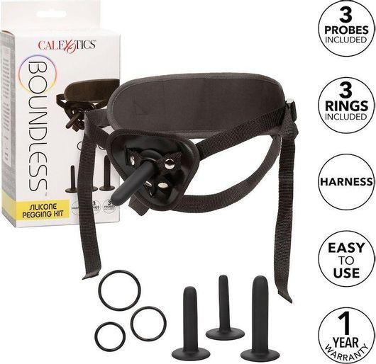 Strap On Calexotics Boundless Silicone Pegging Harness με Dildo Μαύρο