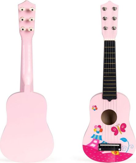 Κιθάρα Ecotoys Ακουστική Ξύλινη Ροζ για 3+ Ετών