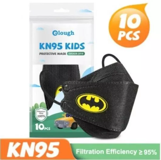 Παιδική Μάσκα Elough FFP2 KN95 Υψηλής Προστασίας Batman Σετ 10τμχ Μαύρο
