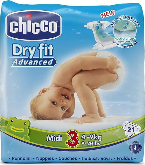 Chicco Dry Fit Advanced Midi Πάνες με Αυτοκόλλητο No. 3 για 4-9kg 21τμχ