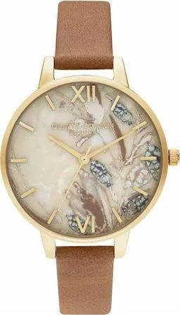 Γυναικείο Ρολόι Olivia Burton OB16VM39 με Λουράκι από Δερματίνι Καφέ