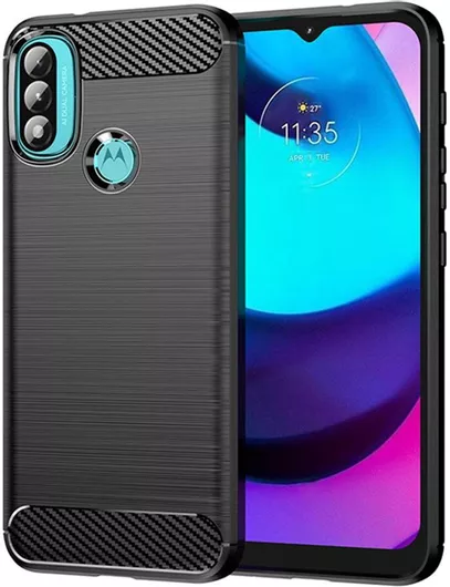 Techsuit Carbon Back Cover Σιλικόνης Μαύρο Motorola Moto E40, E30, E20