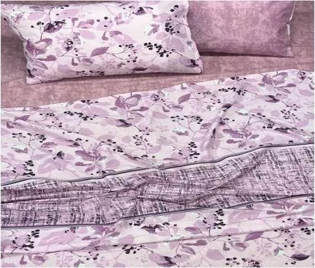 Μαξιλαροθήκη MayHome 2224226156 Floral Βαμβάκι & Πολυεστέρας με Φάσα Σετ 70x50cm Λιλά