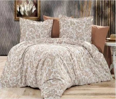 Μαξιλαροθήκη MayHome 2220229079 Floral Βαμβακερή με Φάσα Σετ 70x50cm Μπεζ