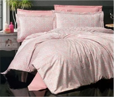 Μαξιλαροθήκη MayHome 2220229093 Γεωμετρικό Βαμβακερή με Φάσα Σετ 70x50cm Ροζ