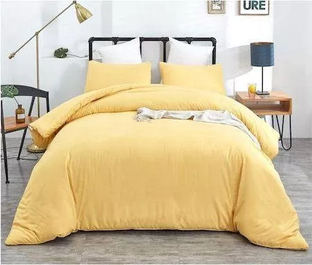 Μαξιλαροθήκη MayHome 2220238105 Μονόχρωμη Βαμβακερή με Φάσα Σετ 70x50cm Κίτρινο