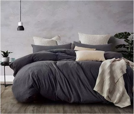 Μαξιλαροθήκη MayHome 2220238182 Μονόχρωμη Βαμβακερή με Φάσα Σετ 70x50cm Γκρι