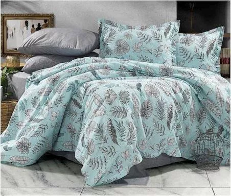 Μαξιλαροθήκη MayHome 1025310203 Floral Βαμβάκι & Πολυεστέρας με Φάσα Σετ 70x50cm Πετρόλ