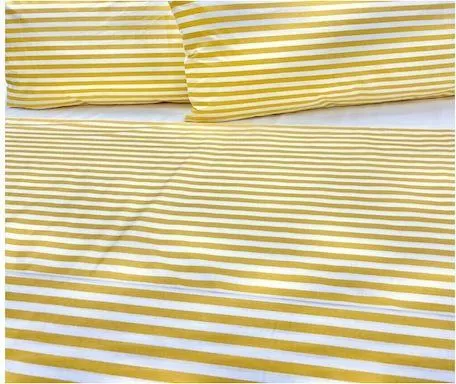 Μαξιλαροθήκη MayHome 2221224808 Ριγέ Βαμβακερή με Φάσα Σετ 70x50cm Κίτρινο
