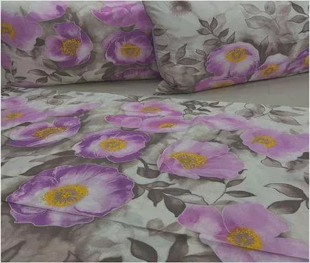 Μαξιλαροθήκη MayHome 2220228971 Floral Βαμβακερή με Φάσα Σετ 70x50cm Λιλά