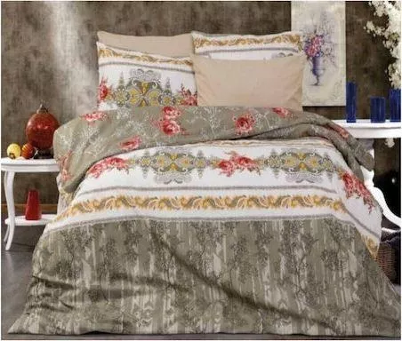 Μαξιλαροθήκη MayHome 2224226043 Floral Βαμβάκι & Πολυεστέρας με Φάσα Σετ 70x50cm Μπεζ