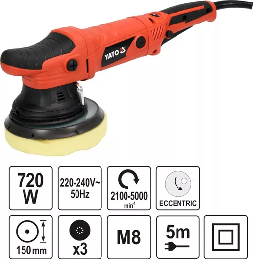 Αλοιφαδόρος Yato ΥΤ-82200 Έκκεντρος 720W με Ρύθμιση Στροφών