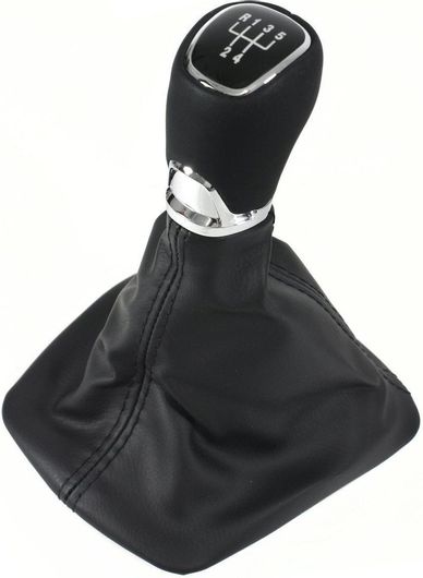 Πόμολο 5 Ταχυτήτων με Φούσκα Δερμάτινη για Skoda Octavia 2013-2019 Μαύρο
