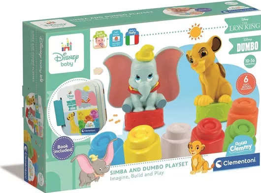 Τουβλάκια Baby Clementoni Simba & Dumbo Σετ 4τμχ για 10+ Μηνών