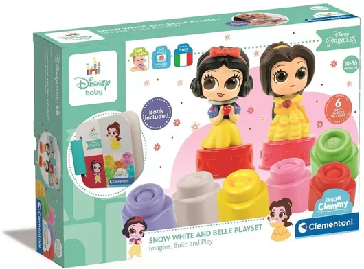 Τουβλάκια Baby Clementoni Snow White & Belle Σετ 6τμχ για 10+ Μηνών