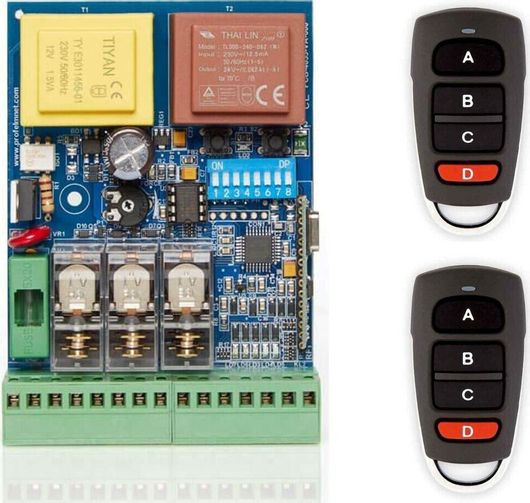  Πίνακας Ελέγχου Γκαραζόπορτας Profelmnet Ps-3423 1200w & 2 Τηλεχειριστήρια Σταθερής Κωδικοποίησης 