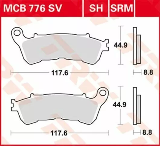 Τακάκια Μοτοσυκλέτας Trw Mcb776Srm για Honda Sh 300 I Abs 08-20 / Honda Sh 300 I 07-14 1 Σετ προς 1 Δαγκάνα Μεταλλικά