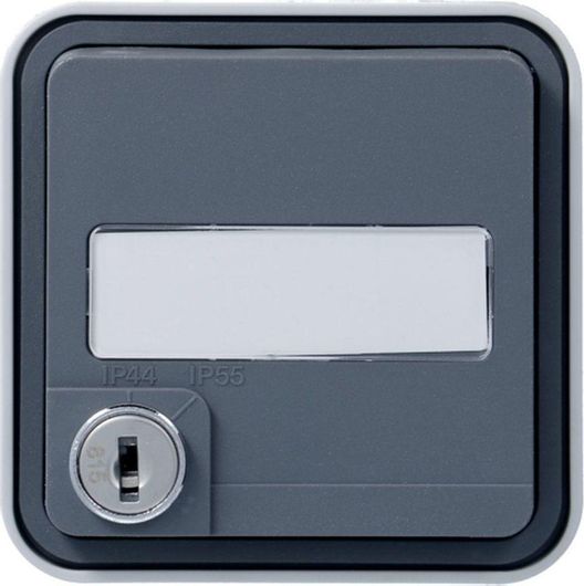 Πρίζα Ρεύματος Hager Cubyko Μονή Εξωτερική με Κλειδί Στεγανή Γκρι