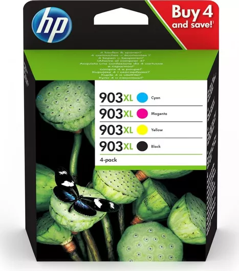 HP 903XL Γνήσιο Πακέτο 4 Μελανιών Εκτυπωτή InkJet Κίτρινο/Κυανό/Ματζέντα/Μαύρο 3HZ51AE
