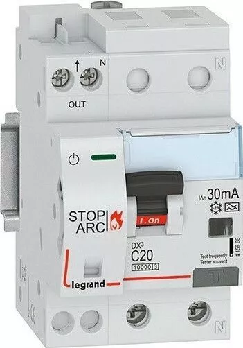 Ρελέ Ράγας Legrand DX3 Διαρροής 20A Διπολικό με Προστασία Τόξου 30mA 415968
