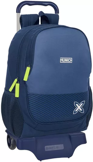 School Rucksack with Wheels - Munich Blue & Indigo Blue, 32 x 44 x 16 cm