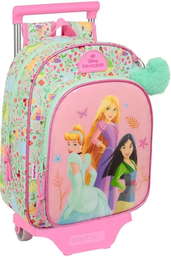 Σχολική Τσάντα Ρόδες Disney Princess Bloom Πράσινο Ροζ 26 X 11 X 67 Cm 26 X 34 X 11 Cm