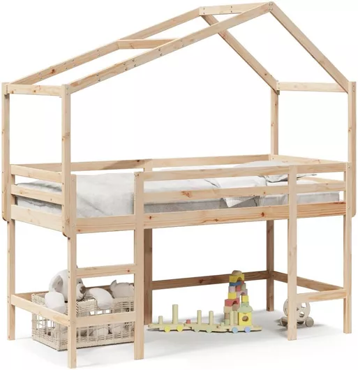 Παιδικό Κρεβάτι Υπερυψωμένο Μονό για Στρώμα 90x190cm Μπεζ