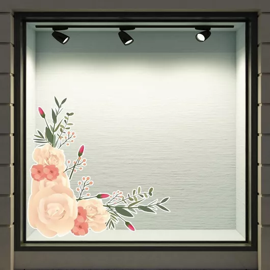 Αυτοκόλλητο Βιτρίνας Άνοιξη Λουλούδια 23 50cm X 50cm