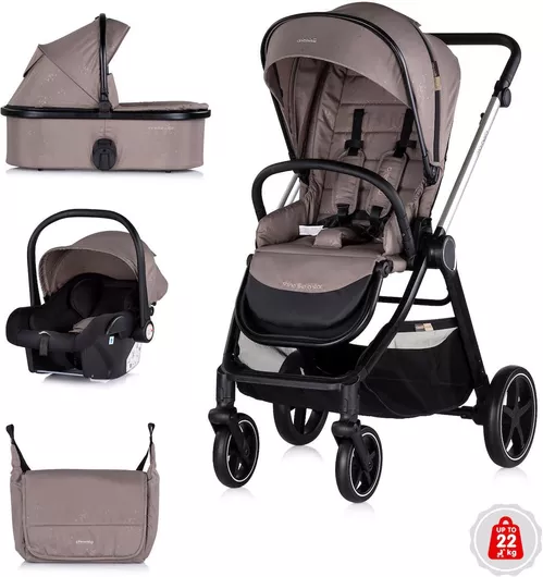 Καρότσι Μωρού Chipolino Marbella Ρυθμιζόμενο 3 σε 1 Kατάλληλο για Nεογέννητο Tiramisu