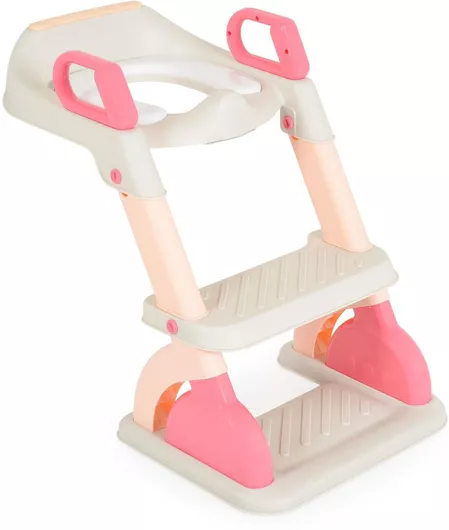 Παιδικό Κάθισμα Τουαλέτας Cangaroo Murray με Σκληρή Επιφάνεια, Χερούλια & Σκαλοπάτι Ροζ