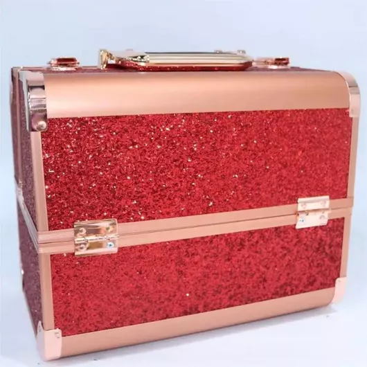 Βαλιτσάκι Αισθητικής My Home Luxury Μεταλλικό Κόκκινο Υ37xΠ23xΒ28cm