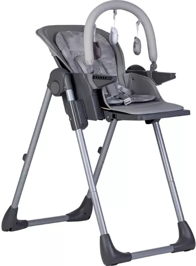 Καρεκλάκι Φαγητού FreeOn Lan Αναδιπλούμενο 2 in 1 με Μεταλλικό Σκελετό & Υφασμάτινο Κάθισμα Γκρι