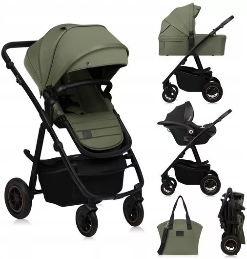 Καρότσι Μωρού Lionelo Amber Plus Ρυθμιζόμενο 3 σε 1 Kατάλληλο για Nεογέννητο Green Forest 7.9kg