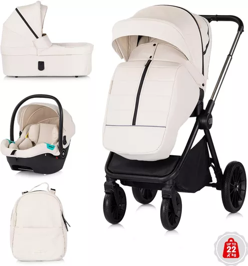 Καρότσι Μωρού Chipolino Encanto Ρυθμιζόμενο 3 σε 1 Kατάλληλο για Nεογέννητο Λευκό