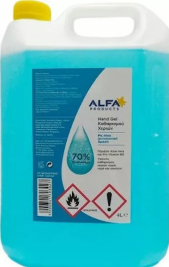 Αντισηπτικό Gel Χεριών Alfa Products με 70% Αλκοόλη 4lt