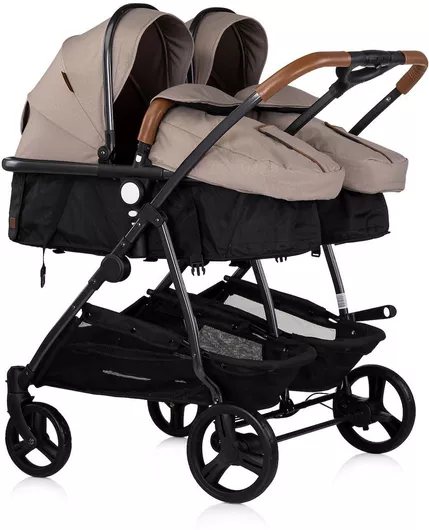 Καρότσι Μωρού Chipolino Duo Smart Ρυθμιζόμενο για Δίδυμα Kατάλληλο για Nεογέννητο Μπεζ 8.7kg