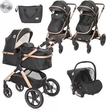 Καρότσι Μωρού Lorelli Viola Ρυθμιζόμενο 3 σε 1 Kατάλληλο για Nεογέννητο Black Diamonds 11.6kg