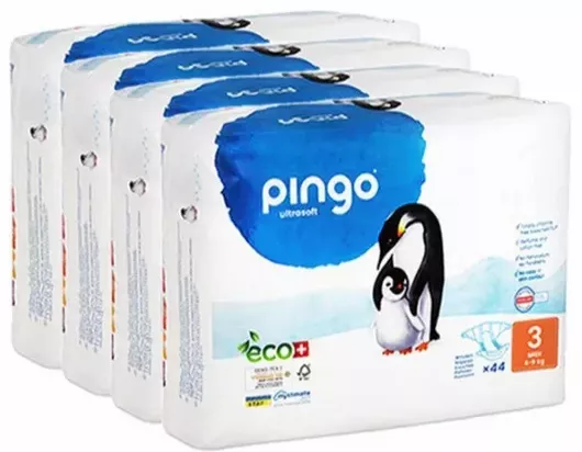 Βρεφικές Οικολογικές Πάνες με Αυτοκόλλητο Pingo No.3 Midi 176τμχ